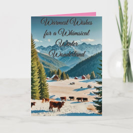 息を呑むような冬の風景と雪に覆われた丘 カード