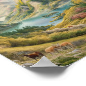 息を呑むような山岳風景画 ポスター (角)