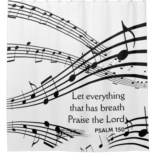 息を持っているすべてのものをPsalm 150音楽 シャワーカーテン (正面)