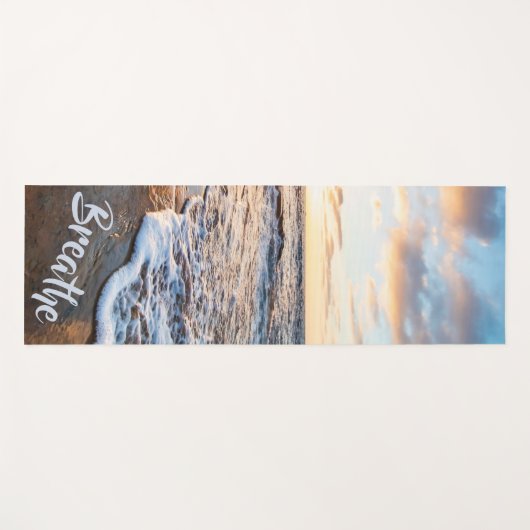 息を静める中性ビーチ海波の夕焼け ヨガマット (正面(横))