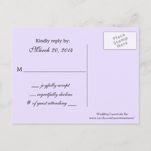 息を飲む軽くラヴァンドールRSVPポストカード インビテーションポストカード (裏面)