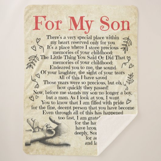 息パーソナライズされた子に宛てた手紙、息子誕生日ギ シェルパブランケット (正面)