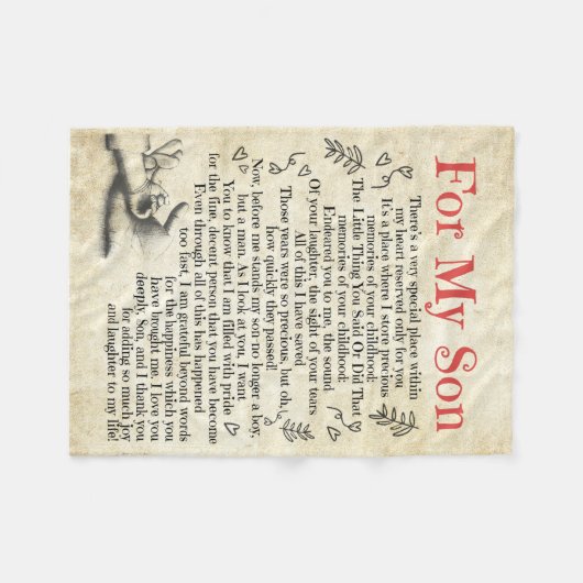 息パーソナライズされた子に宛てた手紙、息子誕生日ギ フリースブランケット (正面(横))