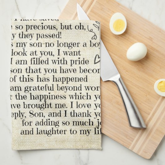 息パーソナライズされた子宛の手紙、息子誕生日 キッチンタオル (四つ折り)