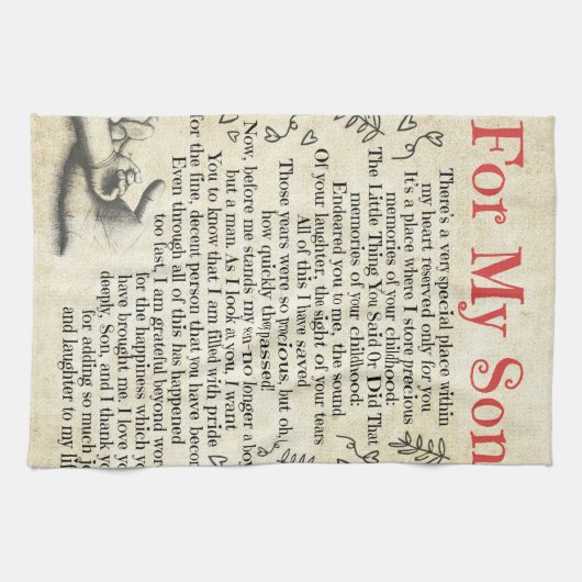 息パーソナライズされた子宛の手紙、息子誕生日 キッチンタオル (横)