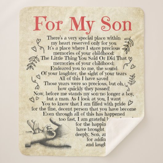 息パーソナライズされた子宛の手紙、息子誕生日 シェルパブランケット (正面)