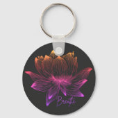 息モダン蓮の花ヨガ瞑想キーチャ キーホルダー (正面)