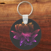 息モダン蓮の花ヨガ瞑想キーチャ キーホルダー (正面)