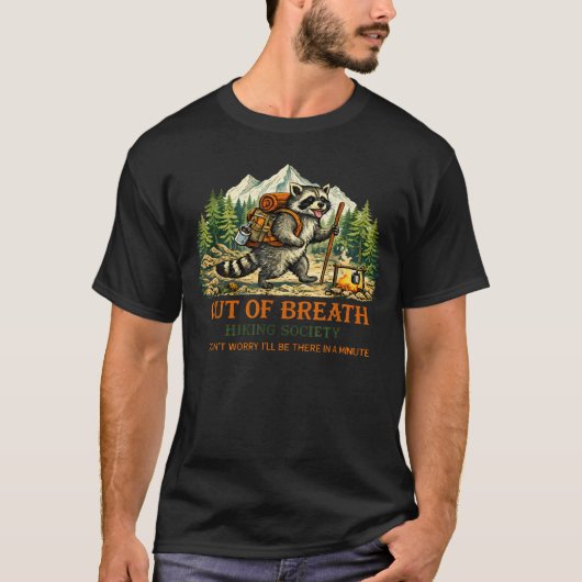 息切れハイキング協会 ハイカー 自然 ユーモア Tシャツ (正面)