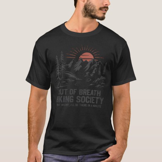 息切れハイキング協会 自然を愛するハイカーのための Tシャツ (正面)