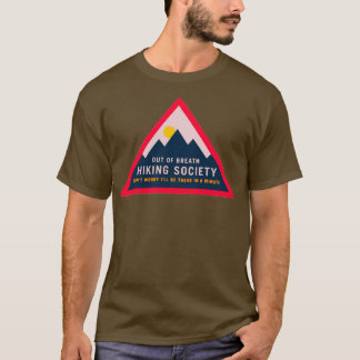 息切れハイキング社会デザイン Tシャツ