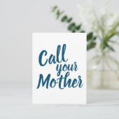 息子おもしろい娘へのギャグギフトお母さんに電話 ポストカード (スタンド正面)