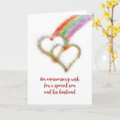 息子および彼の夫のための記念日の願い カード (黄色い花)