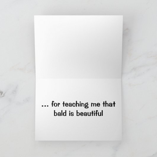 息子からの父のためのヘアラインおよび脱毛症のユーモア サンキューカード (内部)