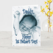 息子から初めての父の日 Stretching Baby Boy カード (黄色い花)