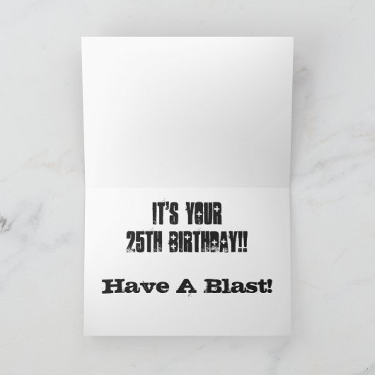 息子さん25歳の誕生日白と黒。 カード (内部)