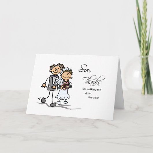 息子さん、結婚式で私をエスコートしてくれてありがとう サンキューカード (正面)