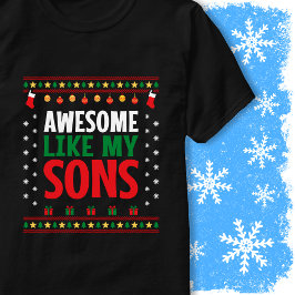 息子たちがすごいみたいなクリスマスセーター風デザイン Tシャツ