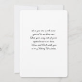 息子とパートナーへの赤いカーディナルのクリスマスメッセージ (裏面)