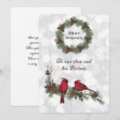 息子とパートナー赤（鳥）ショウジョウコウカンチョウクリスマス (正面/裏面)