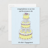 息子と婚約者の婚約おめでとうございます 案内ポストカード (正面/裏面)