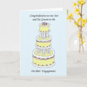 息子と婚約者の婚約おめでとう カード (黄色い花)