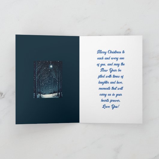 息子と家族のための星空の夜のクリスマスカード サンキューカード (内部)