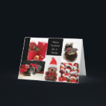 息子と家族の赤いクリスマスコラージュカード シーズンカード<br><div class="desc">Studioportosabbia,  studio porto sabbia,  red collage christmas card, 違う languages，家庭関係，季節，オーナメント, オーナメント，休日，季節の挨拶， x-mas，ベア，ドイツ短編指違う，チョコレート，写真，玉，ドイツ語，写真，ボール，イタリアン, オランダ，コラージュ，レッド，バラ, バラ，雪，クリスマス装飾，カーストカット，ナターレ，ナイテーン，自宅からご家族さま、ご挨拶を。</div>