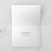 息子と彼のフィアンスブルーと金ゴールドクリスマスプレゼント シーズンカード (内部)