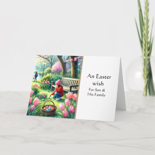 息子と彼の妻のハッピーイースターグリーティングカード カード (正面)