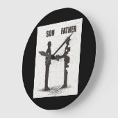 息子と父 ラージ壁時計 (傾斜)