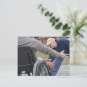 息子と遊障害者のバスケットボール ポストカード (スタンド正面)