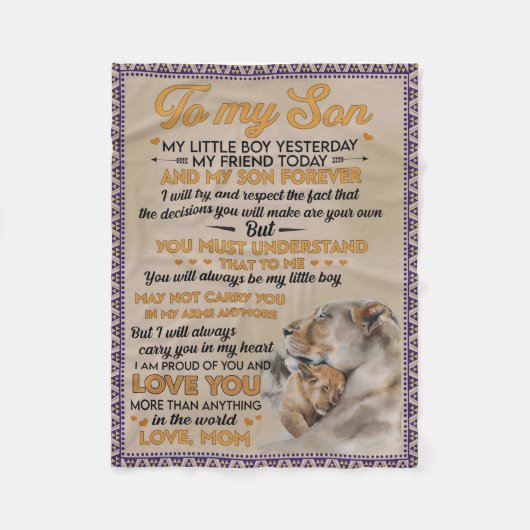 息子にとってのライオン昨日の私は息子誇りを持っただ フリースブランケット (正面)