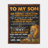 息子に獅子の身構えをしておったパパ フリースブランケット (正面)