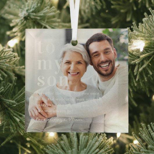 息子に |引用文と写真ギフト ガラスオーナメント (インサイチュ)