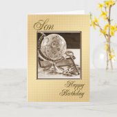 息子のために伝統的誕生日カード カード (黄色い花)