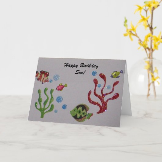 息子のためのハッピーバースデーカード! カード (黄色い花)