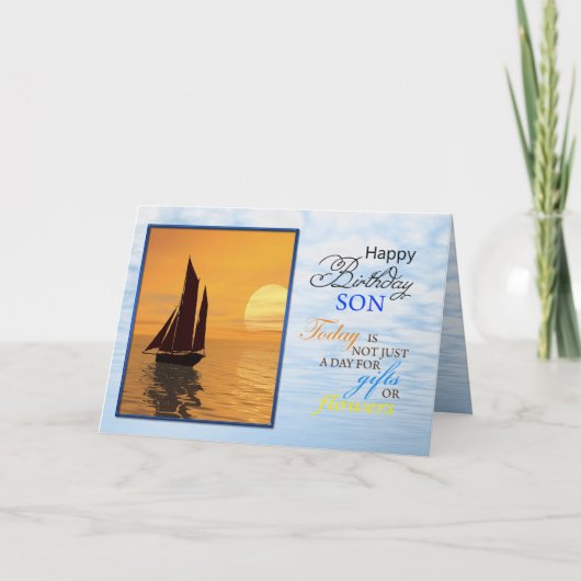 息子のためのバースデー・カード。 ヨットの航行 カード (正面)