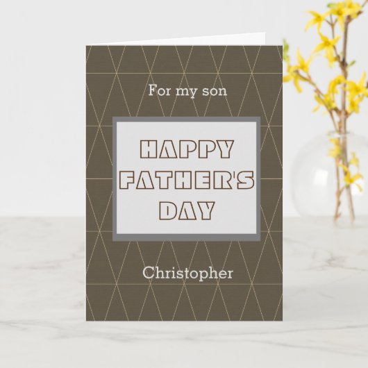 息子のための幾何学的な茶色の父の日 カード (黄色い花)