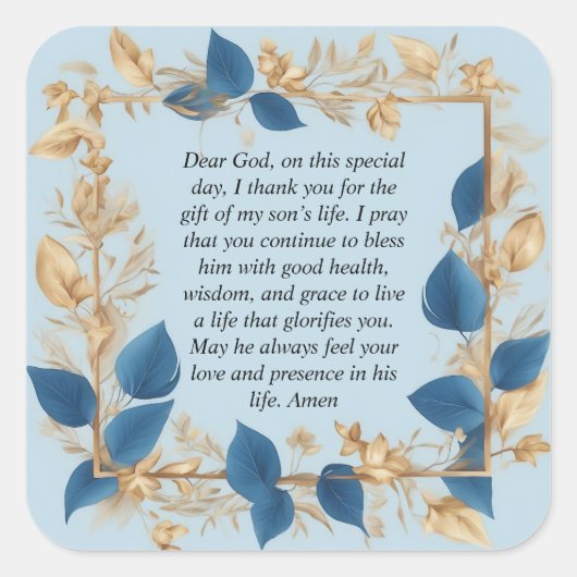 息子のための母祈りの言葉 スクエアシール (正面)