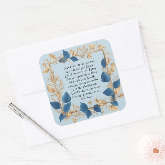 息子のための母祈りの言葉 スクエアシール (封筒)