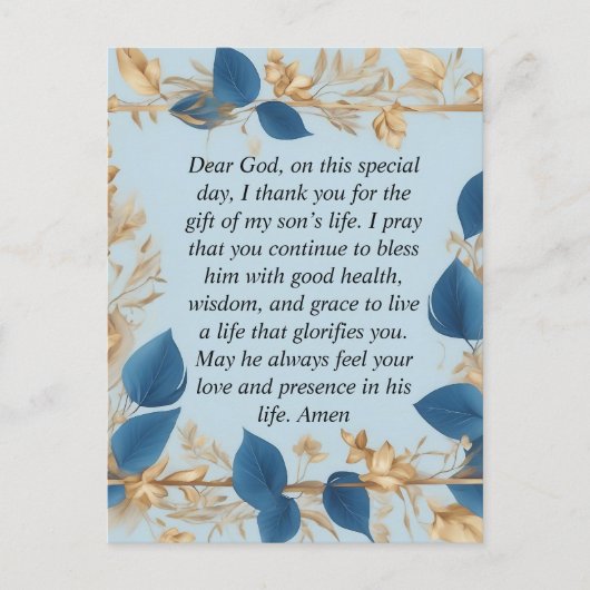 息子のための母祈りの言葉 ポストカード (正面)