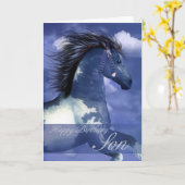 息子のウマ科のなバースデー・カードの北アメリカのインドのものもらい カード (黄色い花)