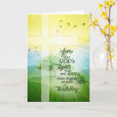 息子のキリスト教神の光と愛の誕生日 カード (黄色い花)