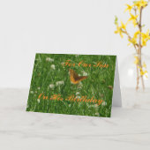 息子のバタフライ・カードの誕生日のために カード (黄色い花)