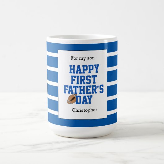息子のブルー·フットボールの第一日 コーヒーマグカップ (中央)