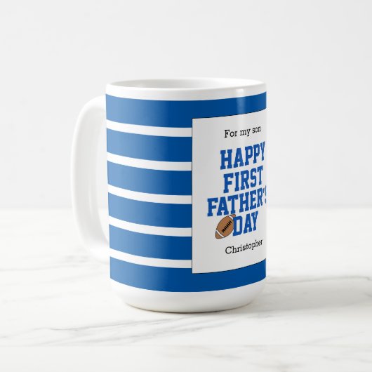 息子のブルー·フットボールの第一日 コーヒーマグカップ (正面左)
