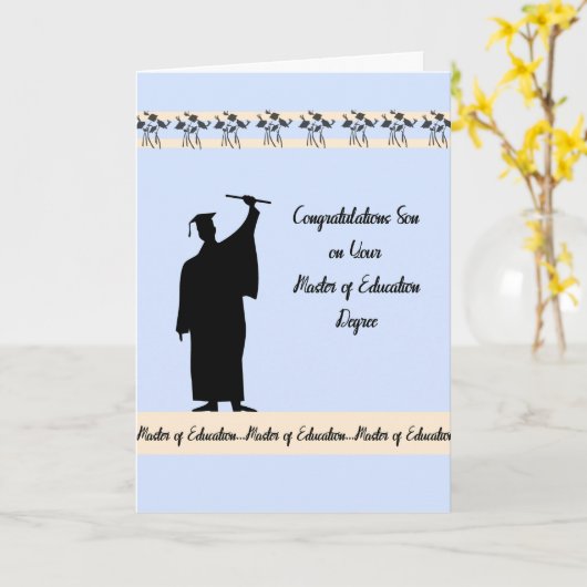 息子の修士号 カード (黄色い花)