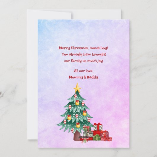 息子の初めてのクリスマス シーズンカード (裏面)