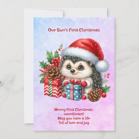 息子の初めてのクリスマス シーズンカード (正面)